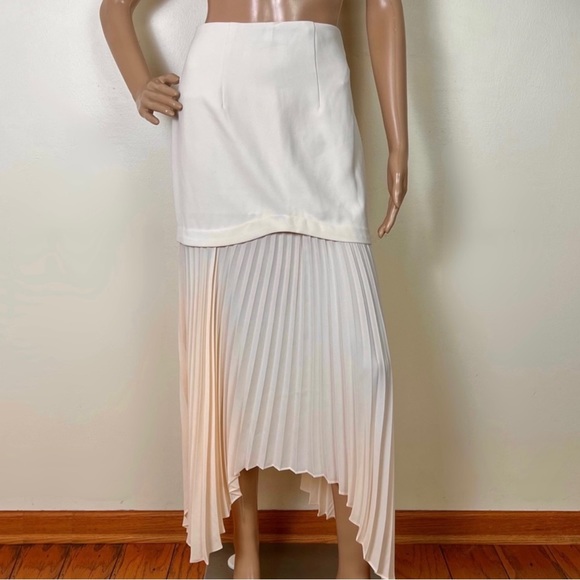 NEW C/MEO COLLECTIVE CREAM PLEATED MIDI SKIRT - Picture 2 of 9